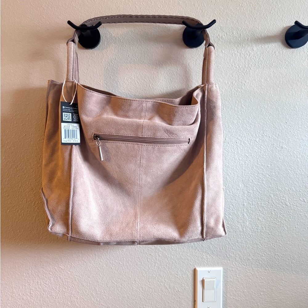The Sak purse - tan suade with outside zipper and inside pockets